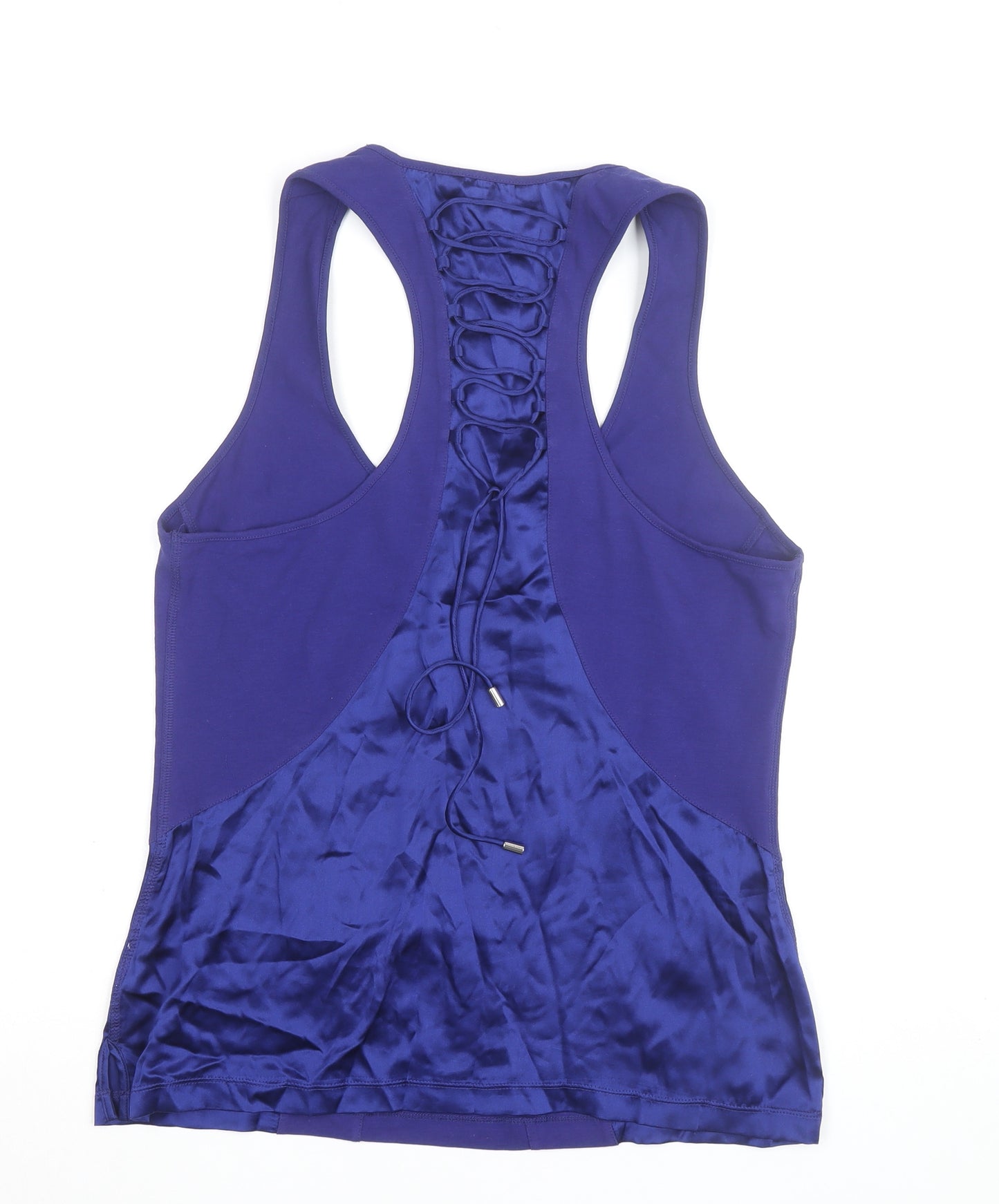 Karen Millen Women's Blue Racerback Lace-Up Tank Top Size 16