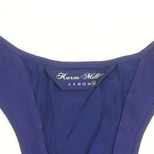 Karen Millen Women's Blue Racerback Lace-Up Tank Top Size 16