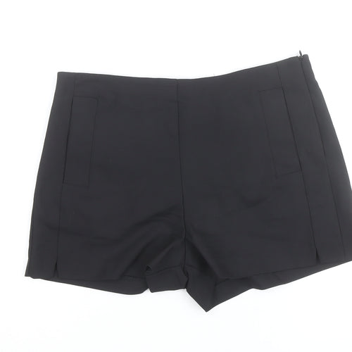 Zara Trafaluc Women's Black Chino Shorts Size 14 Cotton Blend