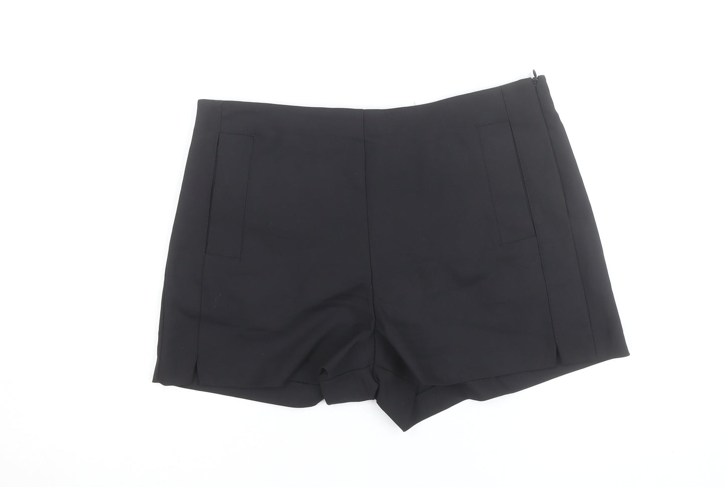 Zara Trafaluc Women's Black Chino Shorts Size 14 Cotton Blend