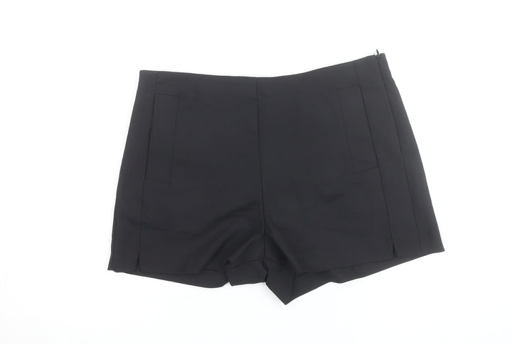 Zara Trafaluc Women's Black Chino Shorts Size 14 Cotton Blend