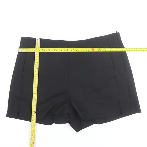 Zara Trafaluc Women's Black Chino Shorts Size 14 Cotton Blend