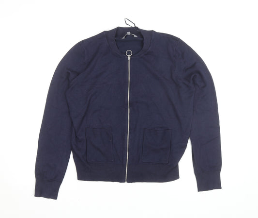 Principles Women's Navy Full Zip Cardigan Size 16 Viscose Blend