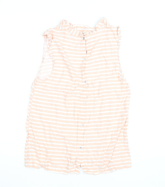 Oasis Women’s Pink Striped Sleeveless Button Blouse Size 14