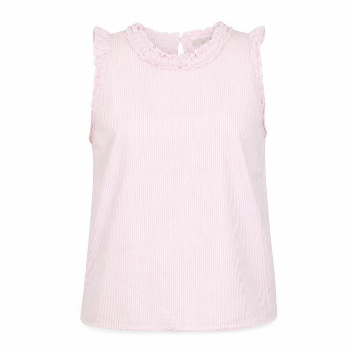 Oasis Womens Pink Striped Sleeveless Ruffle Blouse Size 14