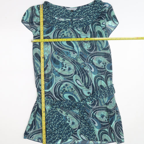 Red Herring Women’s Blue Paisley Tunic Blouse Size 14