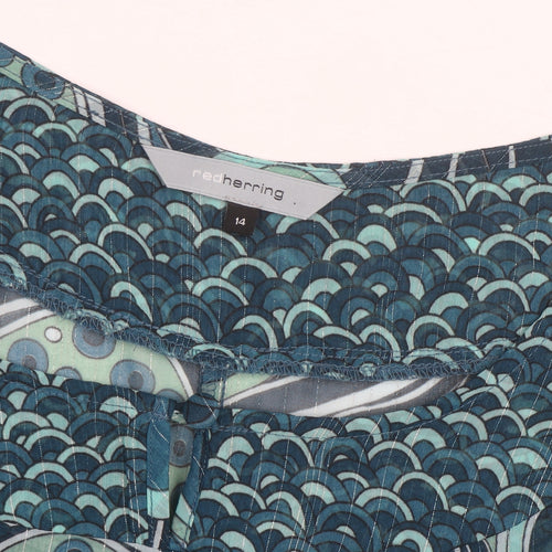 Red Herring Women’s Blue Paisley Tunic Blouse Size 14