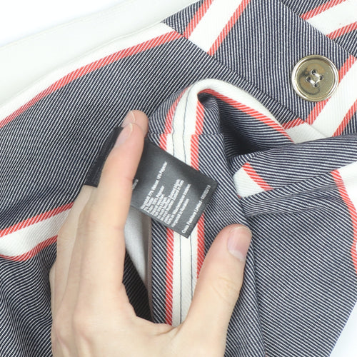 Oasis Women Grey Striped Button Stretch Short Skirt L