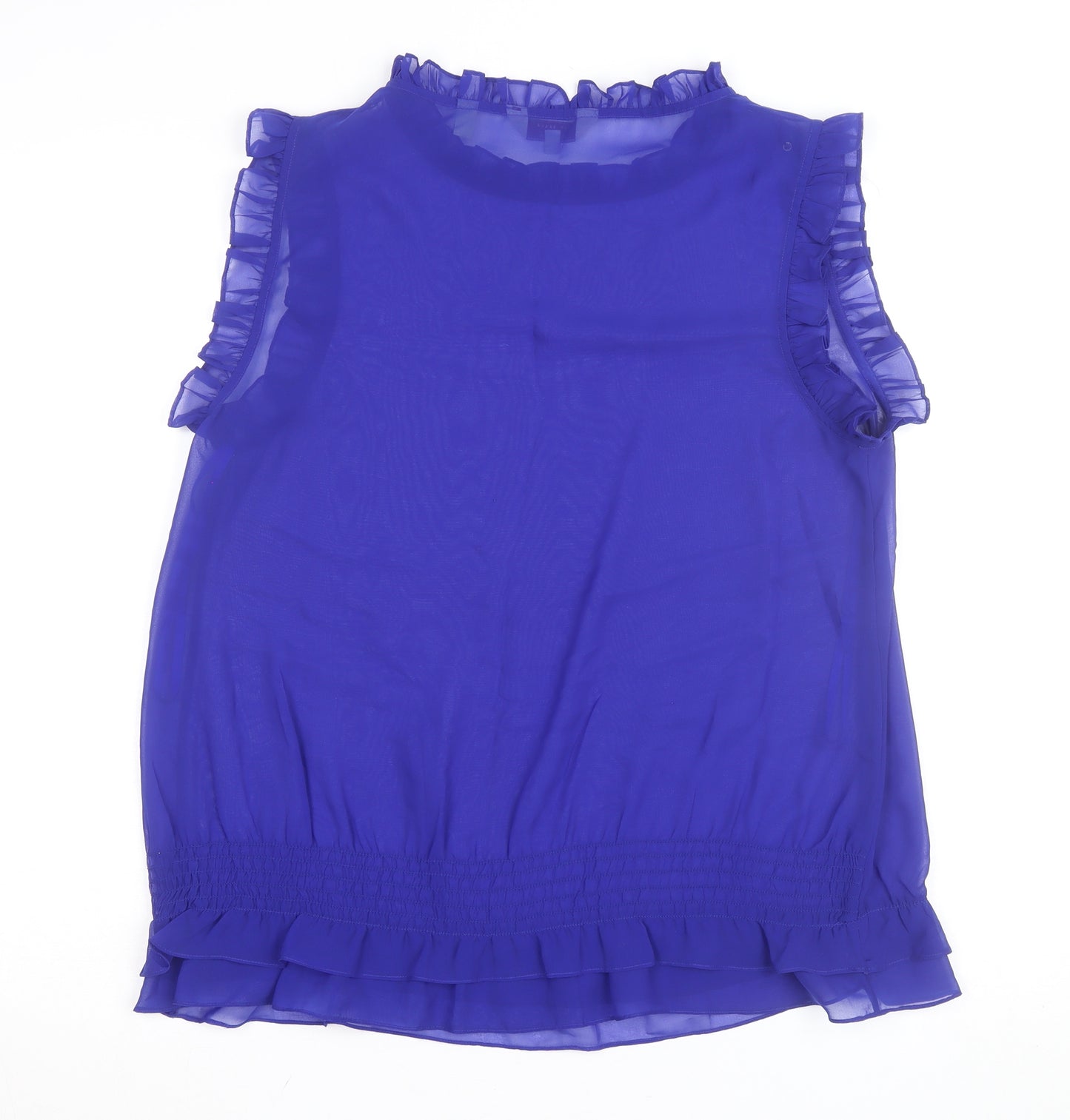 Ted Baker Women's Blue Ruffle Chiffon Sleeveless Blouse Size 14