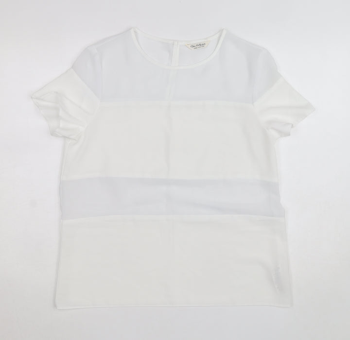 Miss Selfridge Women’s White Chiffon Short Sleeve Blouse Size 14