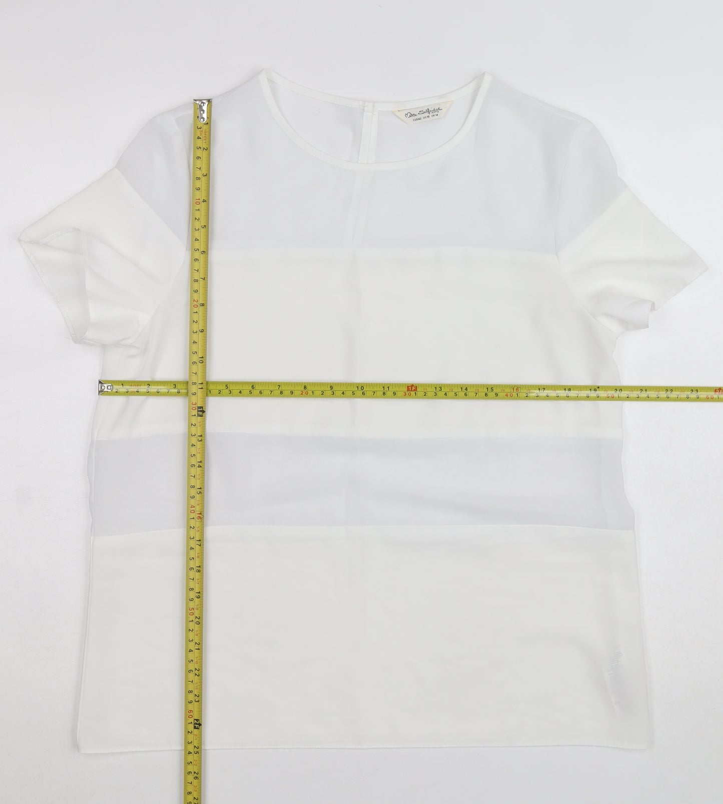Miss Selfridge Women’s White Chiffon Short Sleeve Blouse Size 14