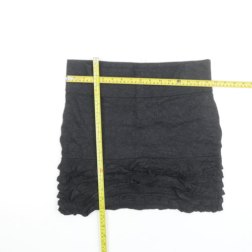 Ted Baker Women’s Grey Mini Stretch Ruffle Skirt Size 12