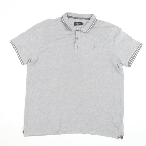 Burton Menswear London Grey Cotton Polo Shirt XL Regular Fit