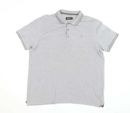 Burton Menswear London Grey Cotton Polo Shirt XL Regular Fit
