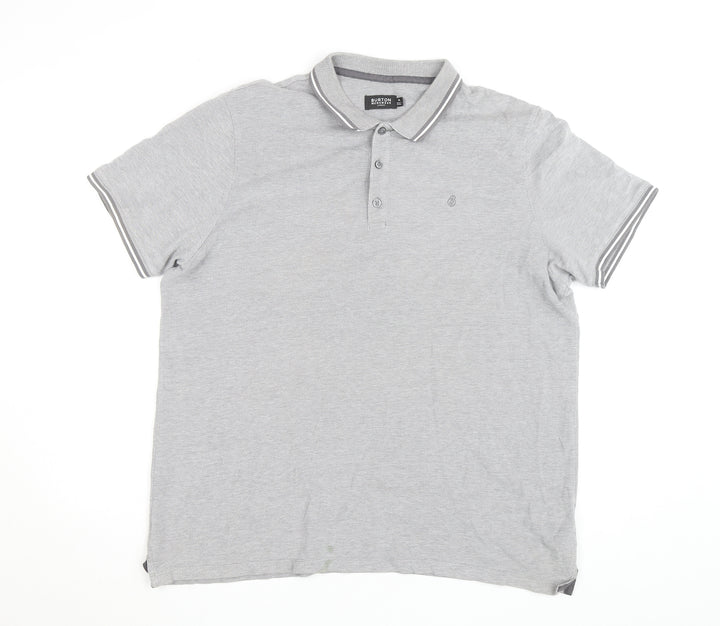 Burton Menswear London Grey Cotton Polo Shirt XL Regular Fit