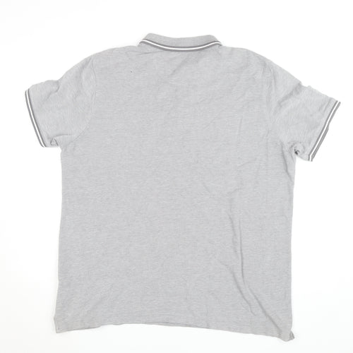 Burton Menswear London Grey Cotton Polo Shirt XL Regular Fit
