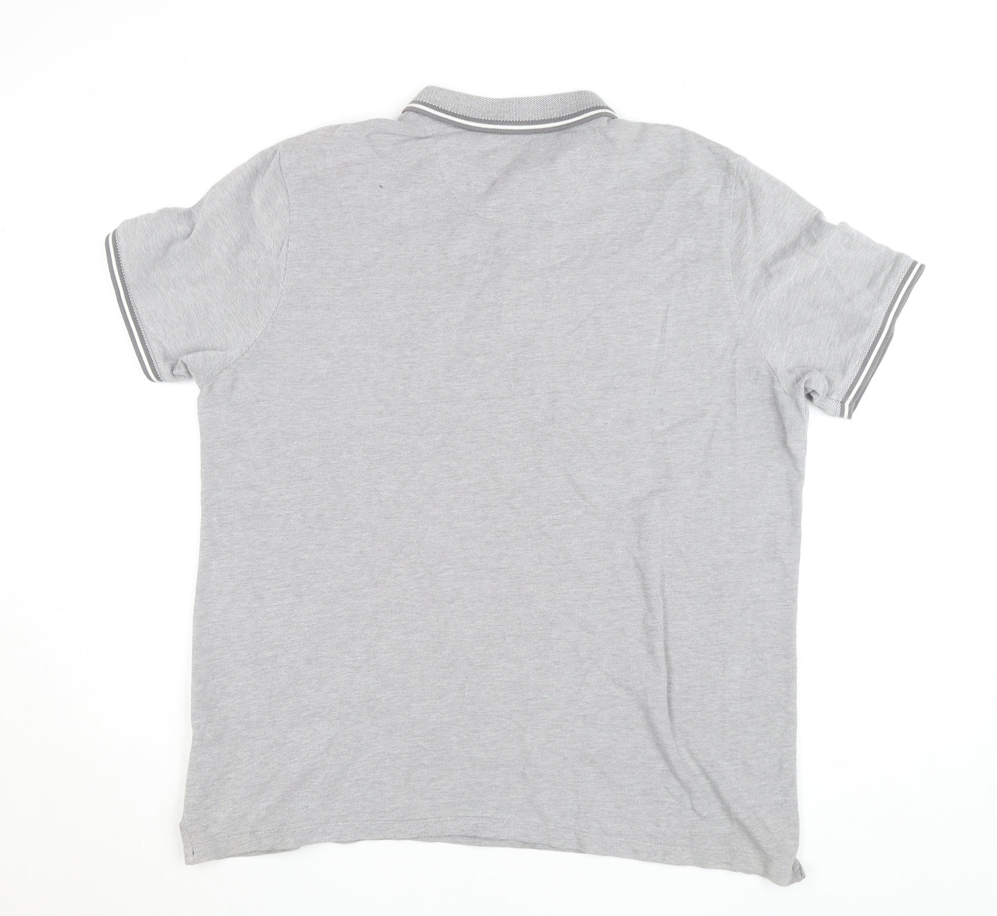 Burton Menswear London Grey Cotton Polo Shirt XL Regular Fit