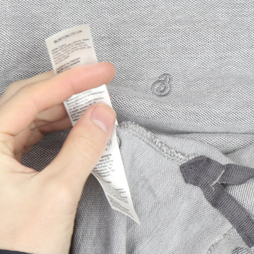 Burton Menswear London Grey Cotton Polo Shirt XL Regular Fit