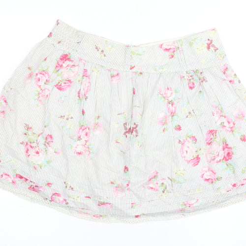 Oasis Womens Floral A-Line Short Cotton Skirt Size 16 Multicoloured