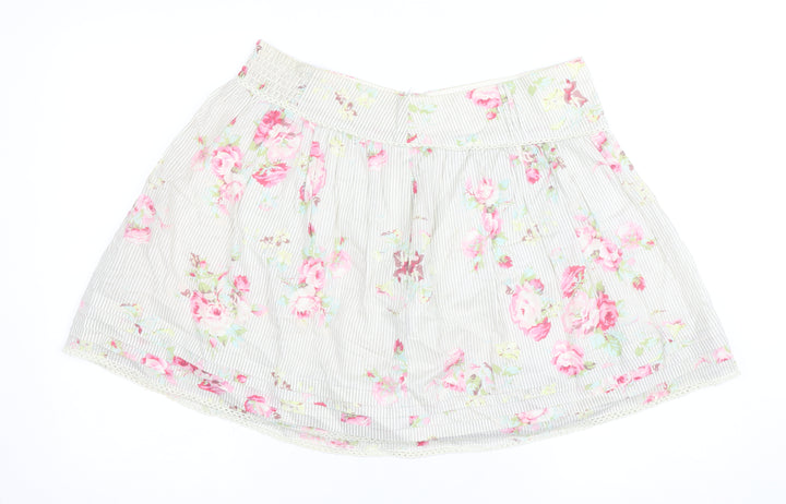 Oasis Womens Floral A-Line Short Cotton Skirt Size 16 Multicoloured