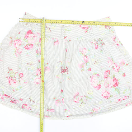 Oasis Womens Floral A-Line Short Cotton Skirt Size 16 Multicoloured