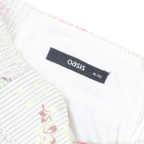 Oasis Womens Floral A-Line Short Cotton Skirt Size 16 Multicoloured