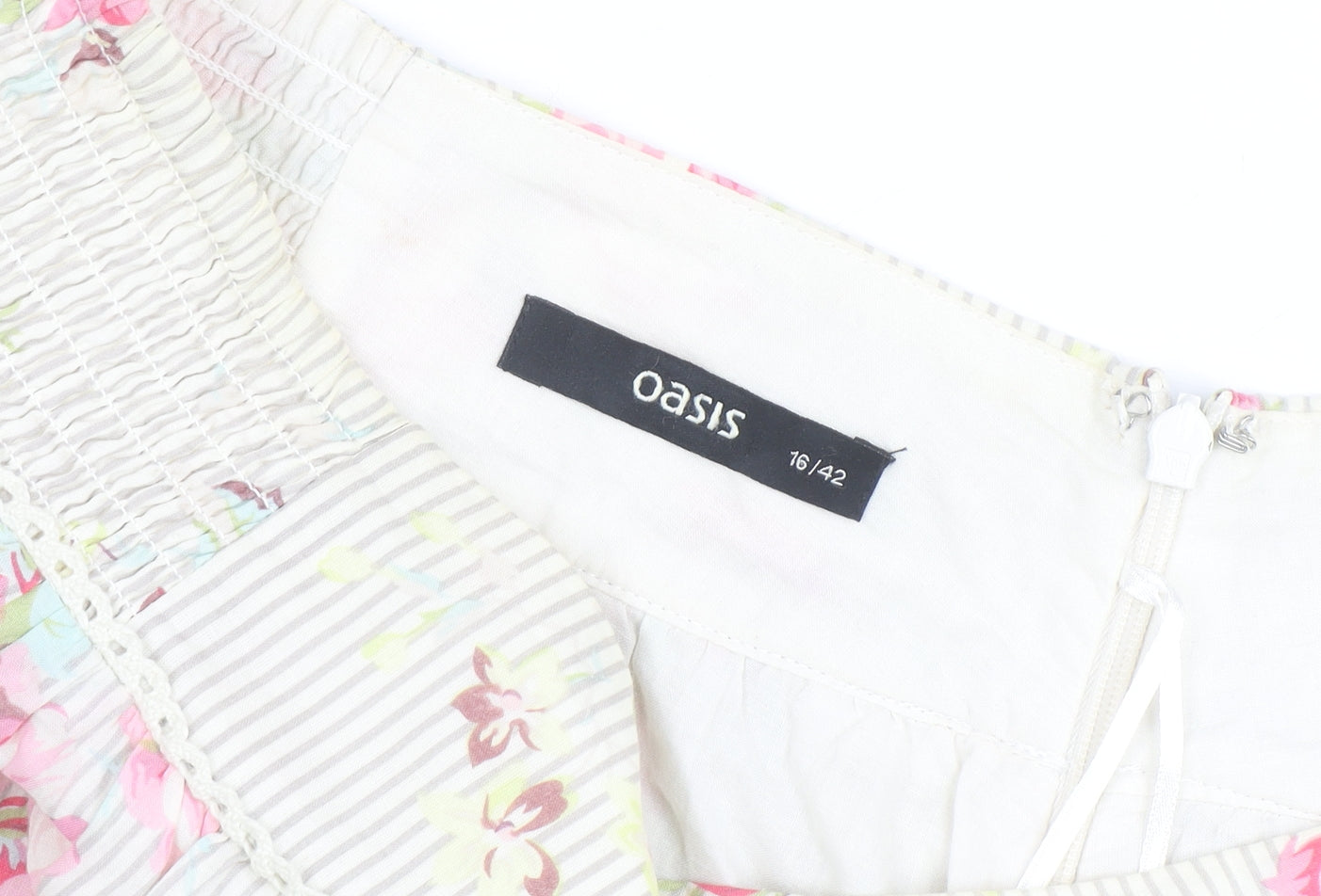 Oasis Womens Floral A-Line Short Cotton Skirt Size 16 Multicoloured