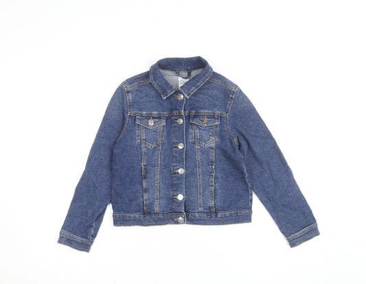 Denim Co Girls Blue Denim Jacket 9-10 Years Button Up Classic Style