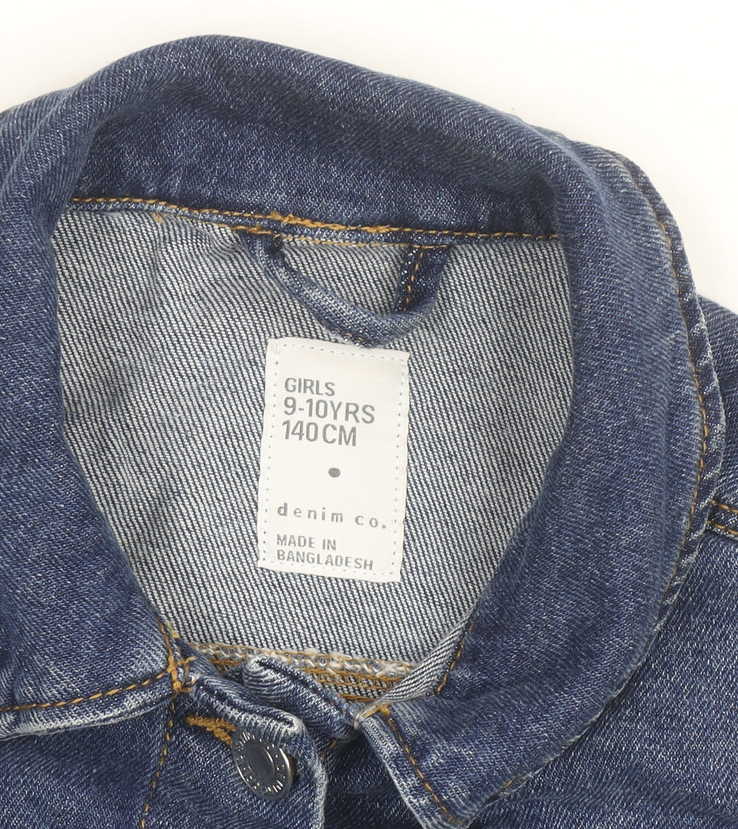 Denim Co Girls Blue Denim Jacket 9-10 Years Button Up Classic Style