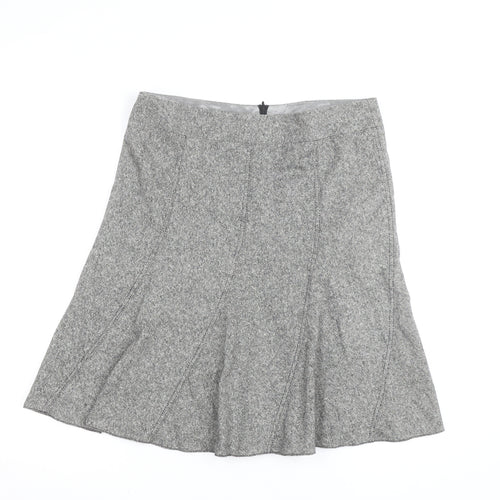 Esprit Women Grey Check Wool A-Line Knee Length Skirt Size 12