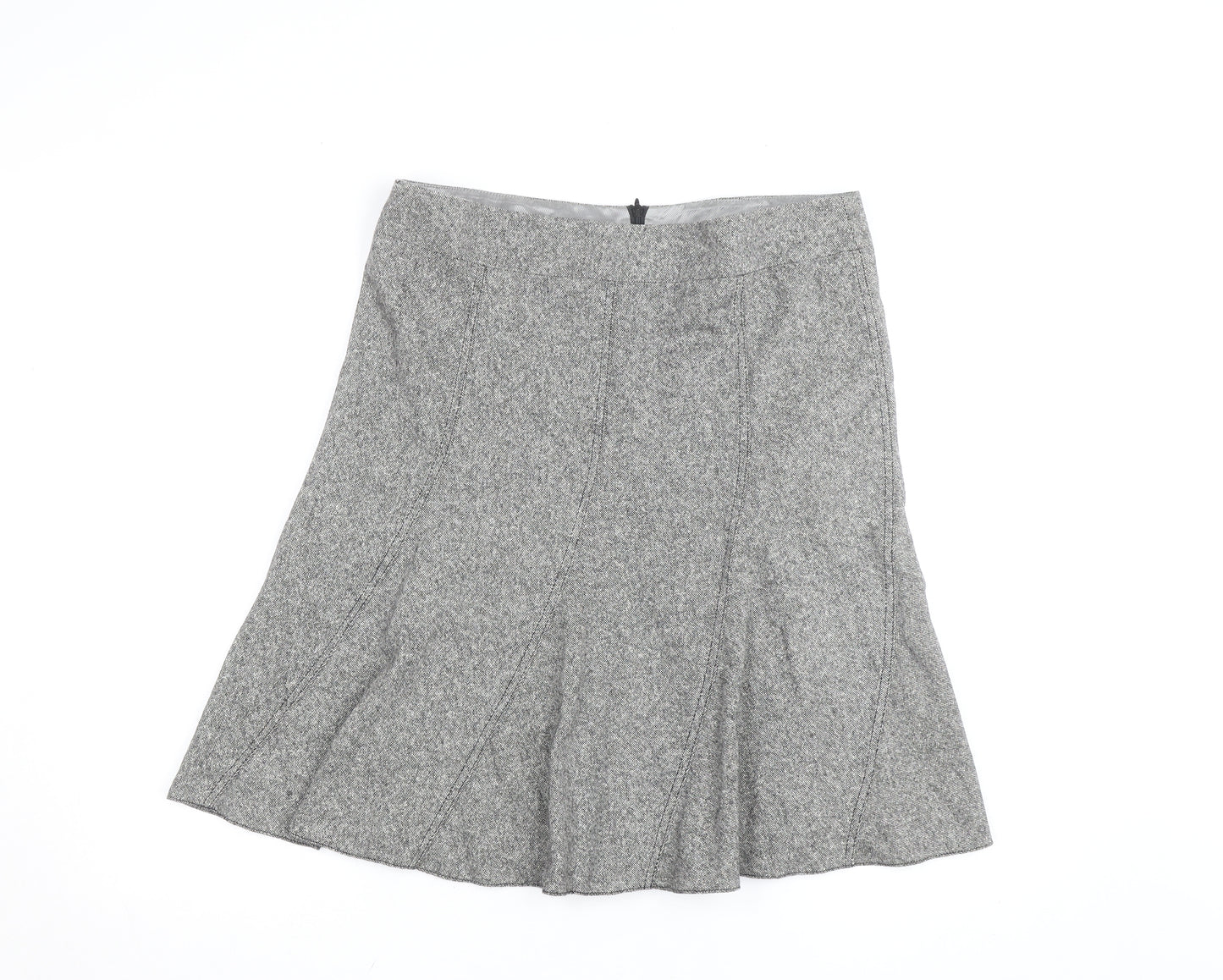 Esprit Women Grey Check Wool A-Line Knee Length Skirt Size 12