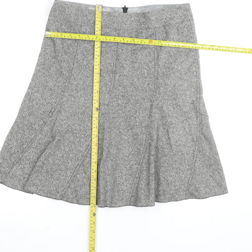 Esprit Women Grey Check Wool A-Line Knee Length Skirt Size 12