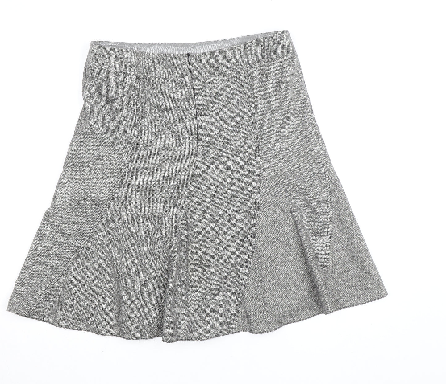 Esprit Women Grey Check Wool A-Line Knee Length Skirt Size 12
