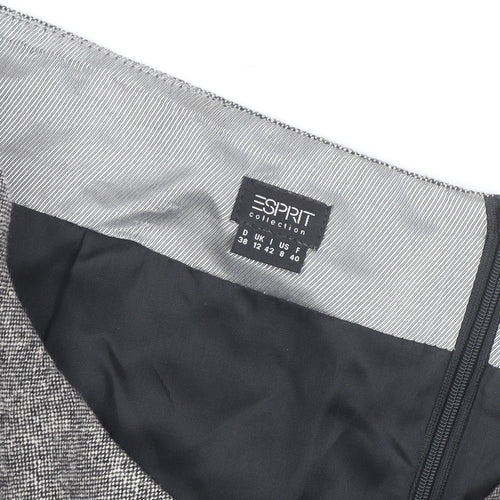 Esprit Women Grey Check Wool A-Line Knee Length Skirt Size 12