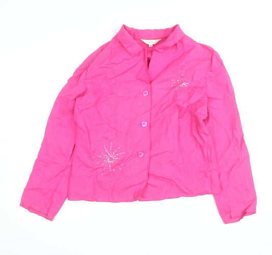 Max Pierre Womens Pink Linen Button-Up Shirt Size 14