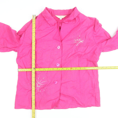 Max Pierre Womens Pink Linen Button-Up Shirt Size 14