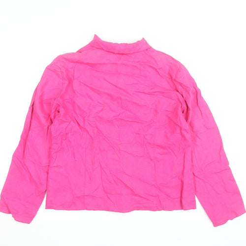 Max Pierre Womens Pink Linen Button-Up Shirt Size 14