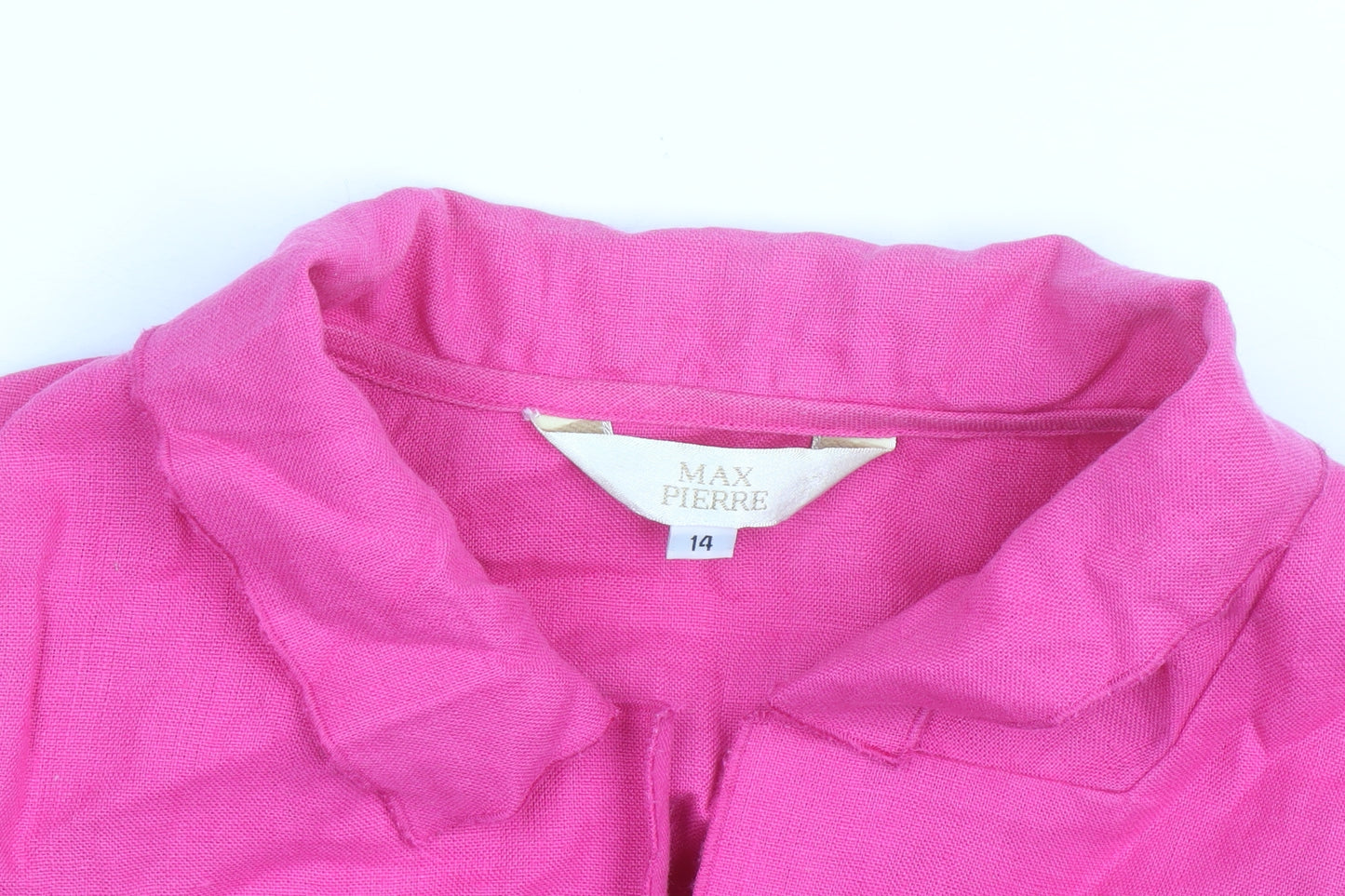 Max Pierre Womens Pink Linen Button-Up Shirt Size 14