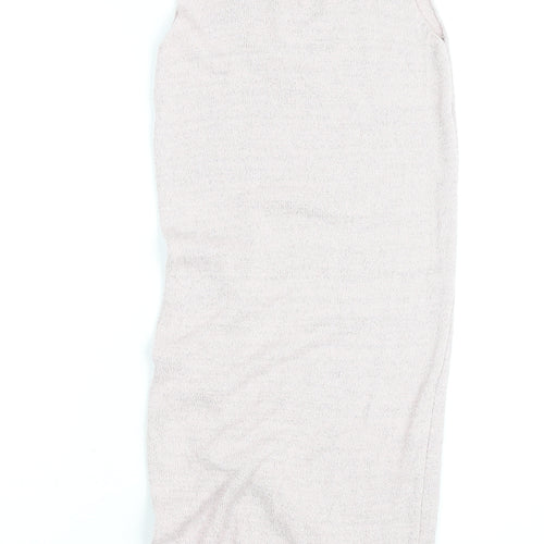 LOKE Women's Beige Knit Slip Dress S V-Neck Ruched Lightweight