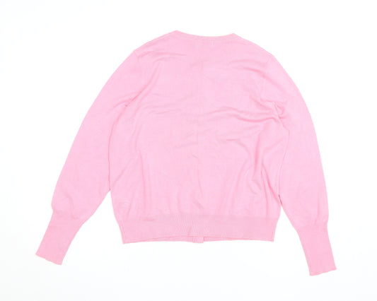 Marks and Spencer Womens Pink Crew Neck Long Sleeve Cardigan Size 16
