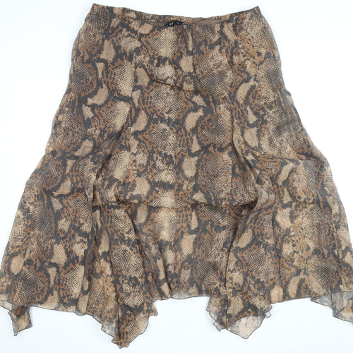 F&F Women’s Brown Animal Print Asymmetric Midi Skirt Size 20