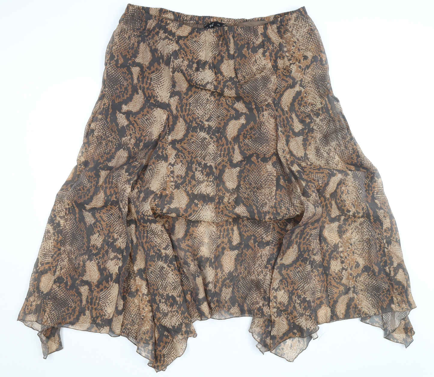 F&F Women’s Brown Animal Print Asymmetric Midi Skirt Size 20