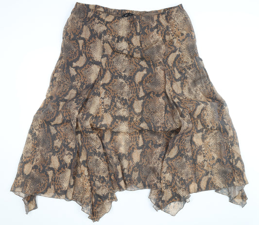 F&F Women’s Brown Animal Print Asymmetric Midi Skirt Size 20
