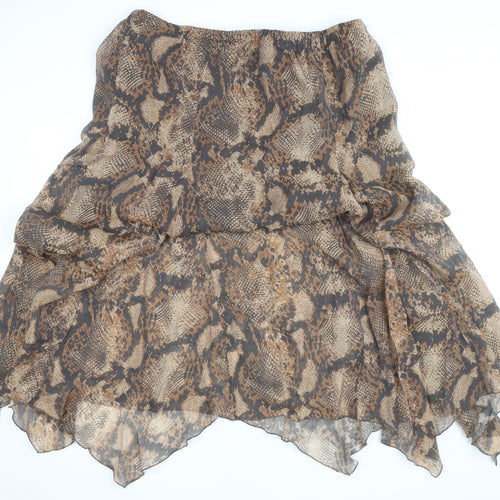 F&F Women’s Brown Animal Print Asymmetric Midi Skirt Size 20
