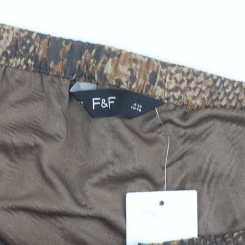 F&F Women’s Brown Animal Print Asymmetric Midi Skirt Size 20