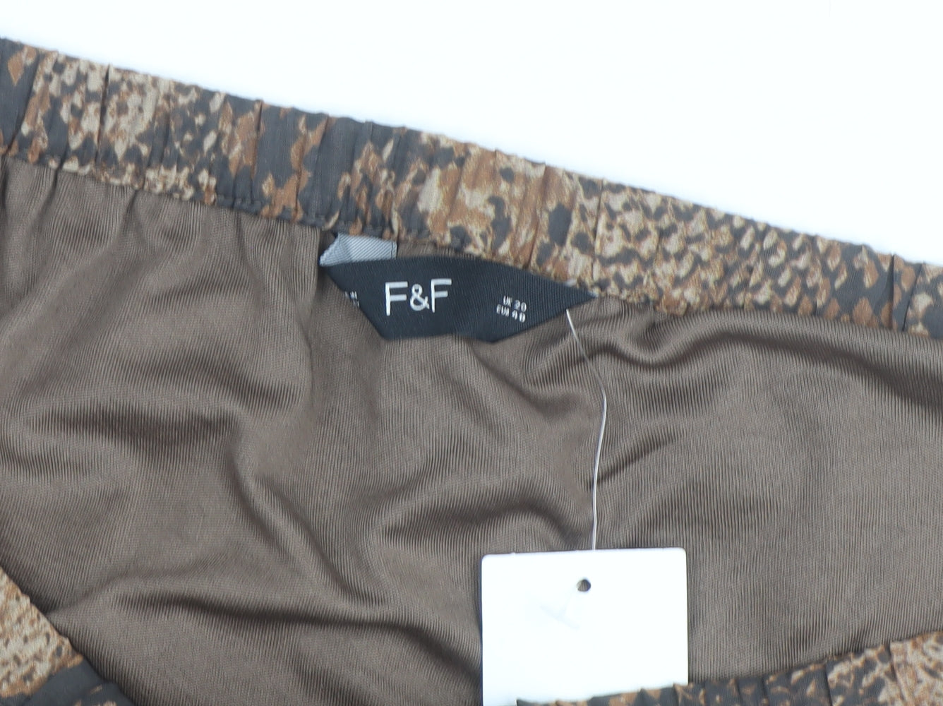 F&F Women’s Brown Animal Print Asymmetric Midi Skirt Size 20