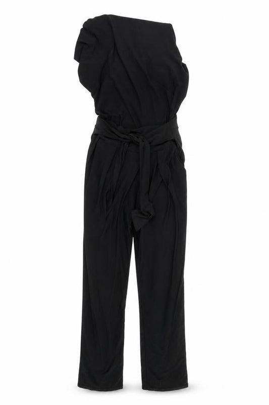 Quiz London Women's Black Belted Jersey Jumpsuit Size 12