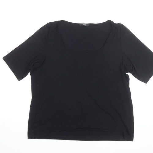 Marks and Spencer Women’s Black Short Sleeve Cotton Stretch Square Neck T-Shirt Size 14