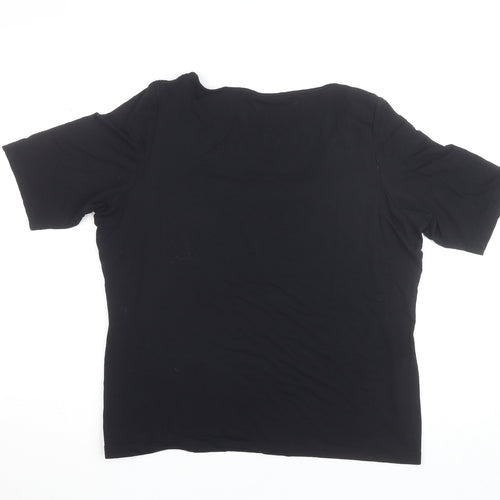 Marks and Spencer Women’s Black Short Sleeve Cotton Stretch Square Neck T-Shirt Size 14