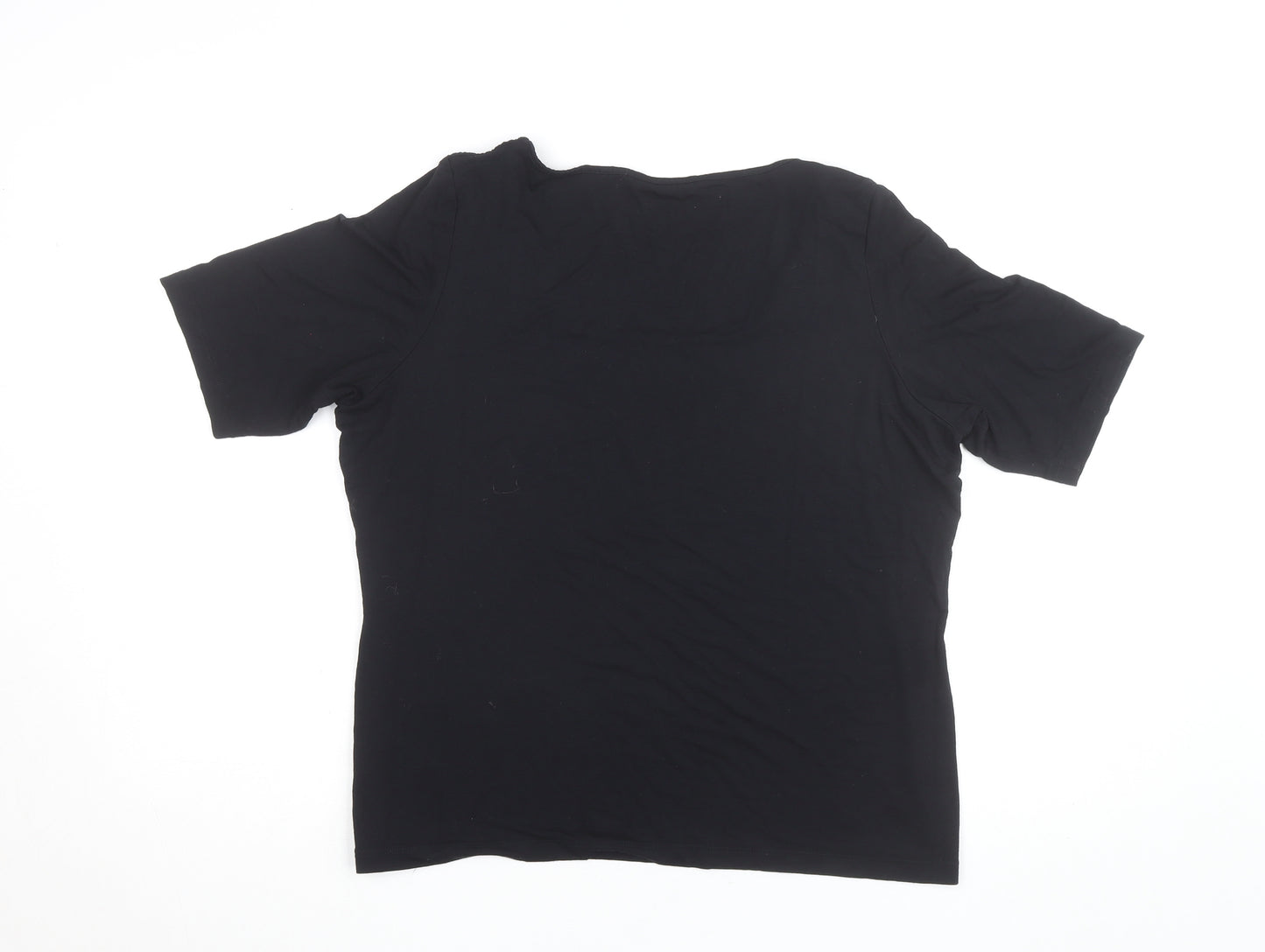 Marks and Spencer Women’s Black Short Sleeve Cotton Stretch Square Neck T-Shirt Size 14